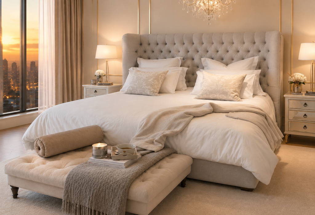Aliyah Luxurious Chesterfield Wingback Bed Frame