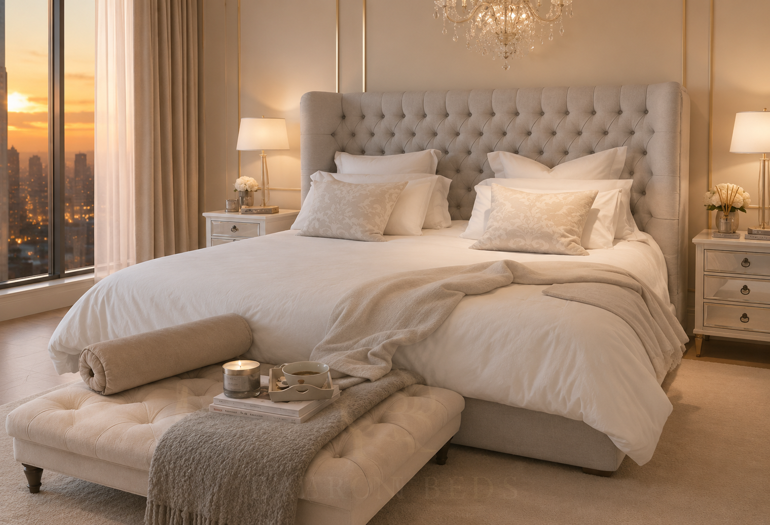 Aliyah Luxurious Chesterfield Wingback Bed Frame