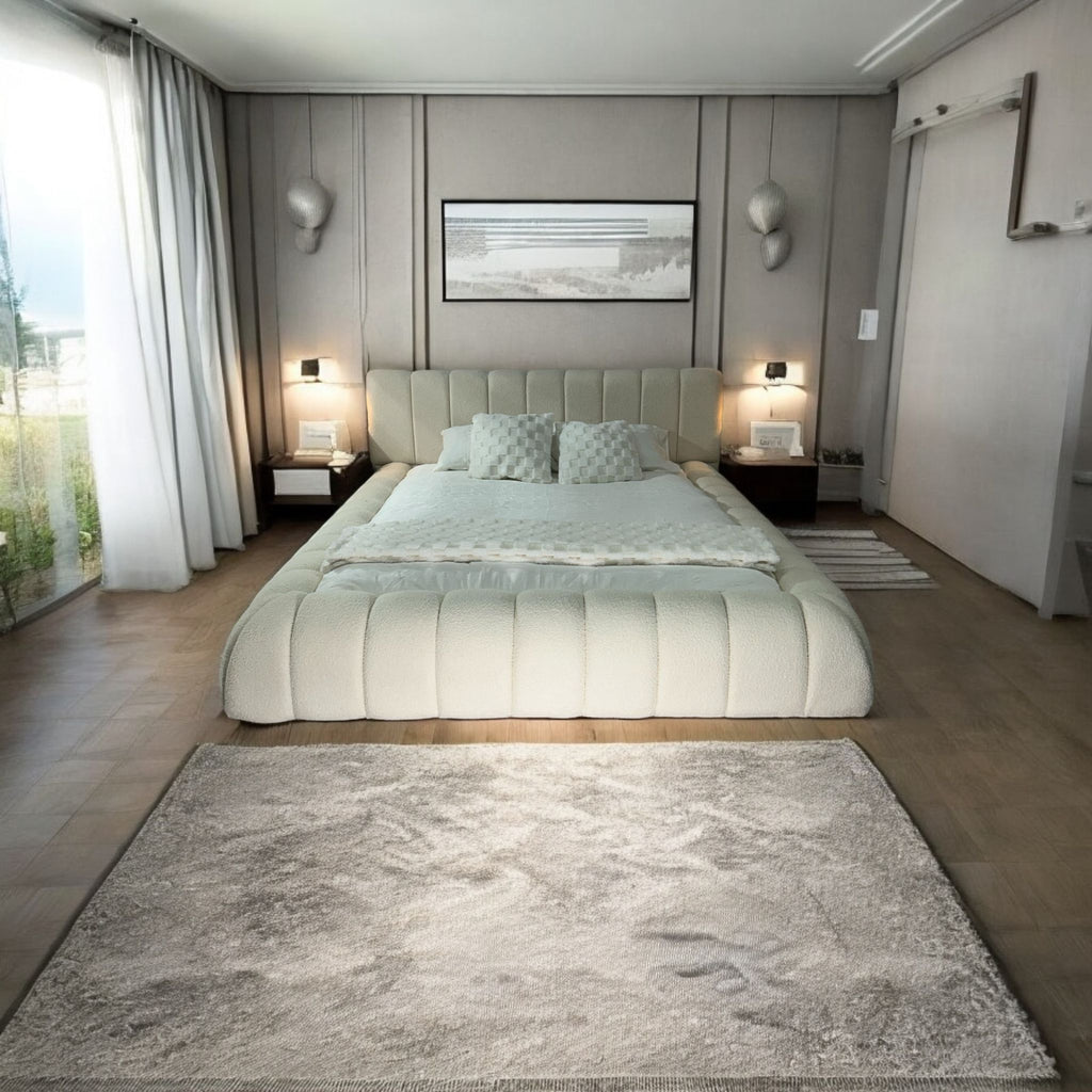 The Cloud Low Bed Frame in Teddy Boucle