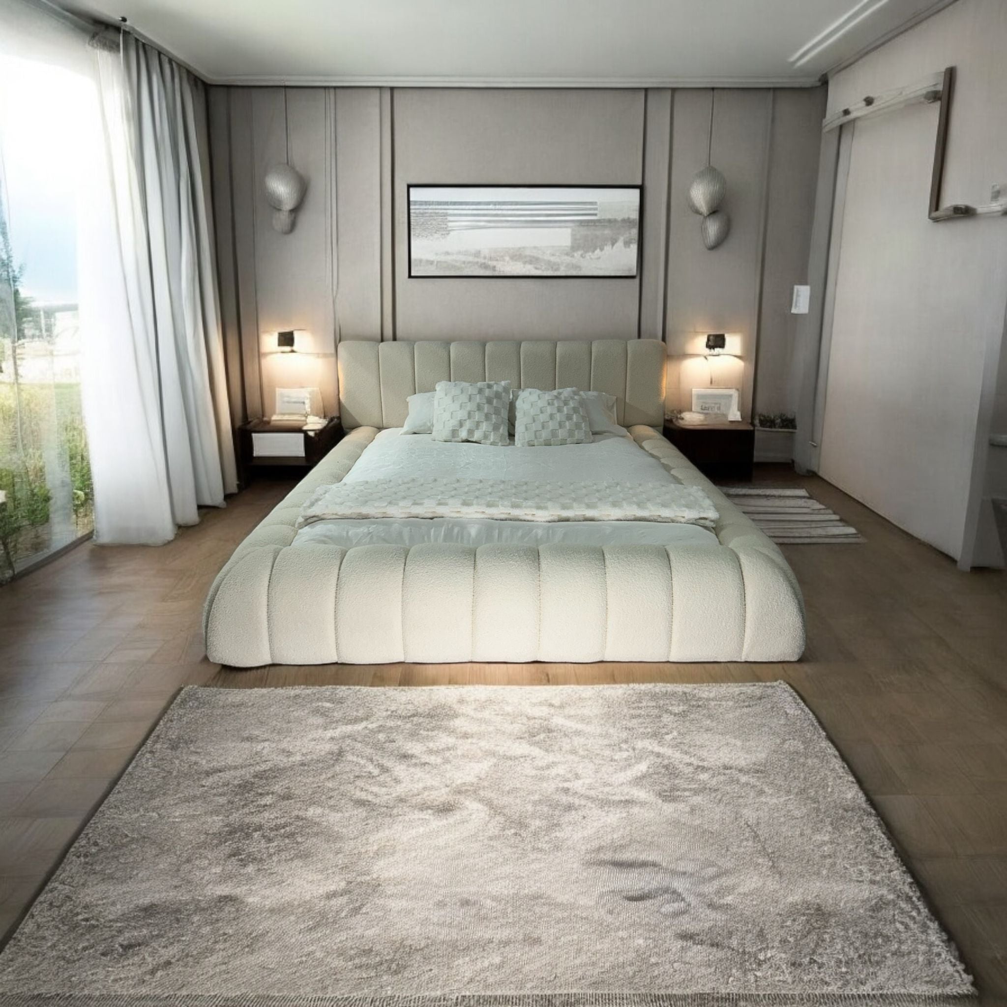 The Cloud Low Bed Frame in Teddy Boucle