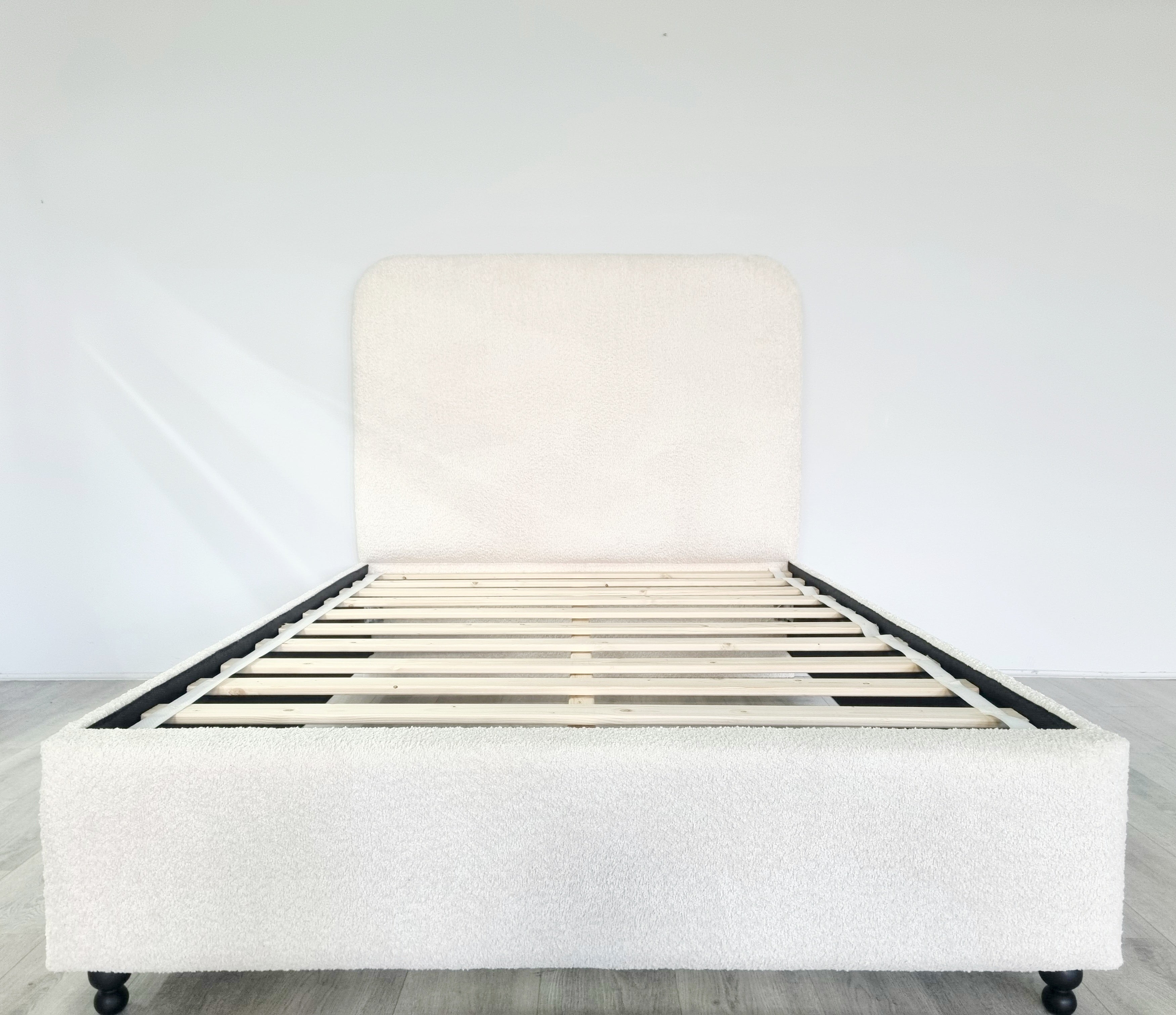 Sammy Curved Slimline Boucle Cream Luxurious Bed Frame