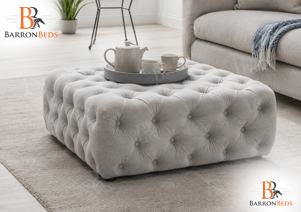 Hetty Large Square Chesterfield Buttoned Pouffe Footstool