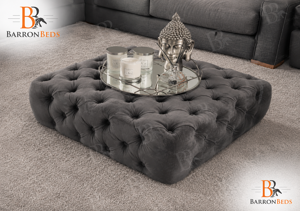 Hetty Large Square Chesterfield Buttoned Pouffe Footstool
