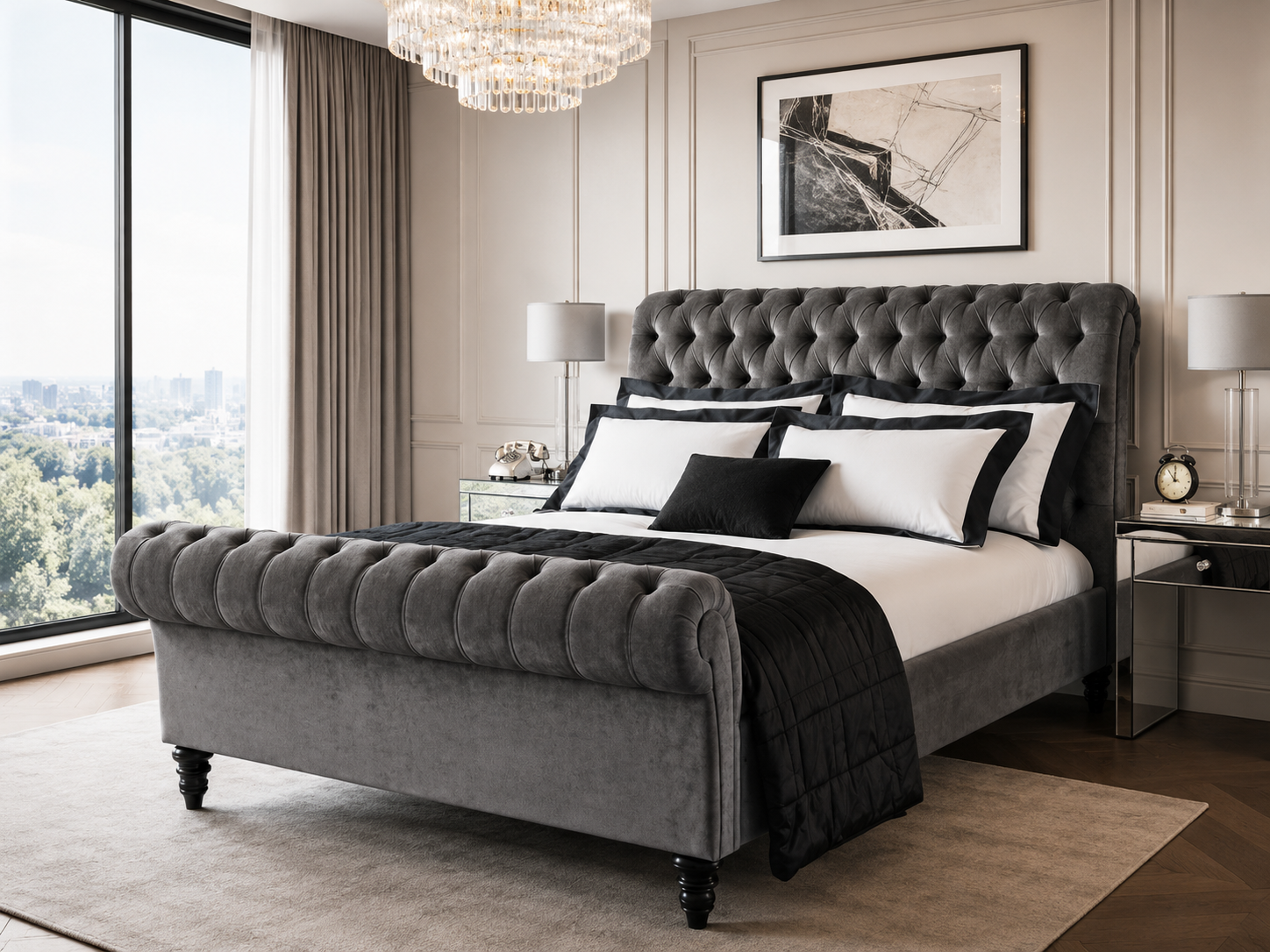 Kristie Royal Scroll Sleigh Bed Frame