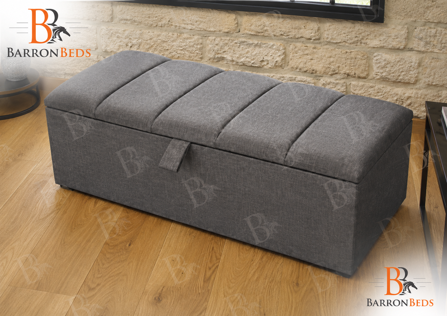 Riyah Panel Top Ottoman Toy Blanket Box