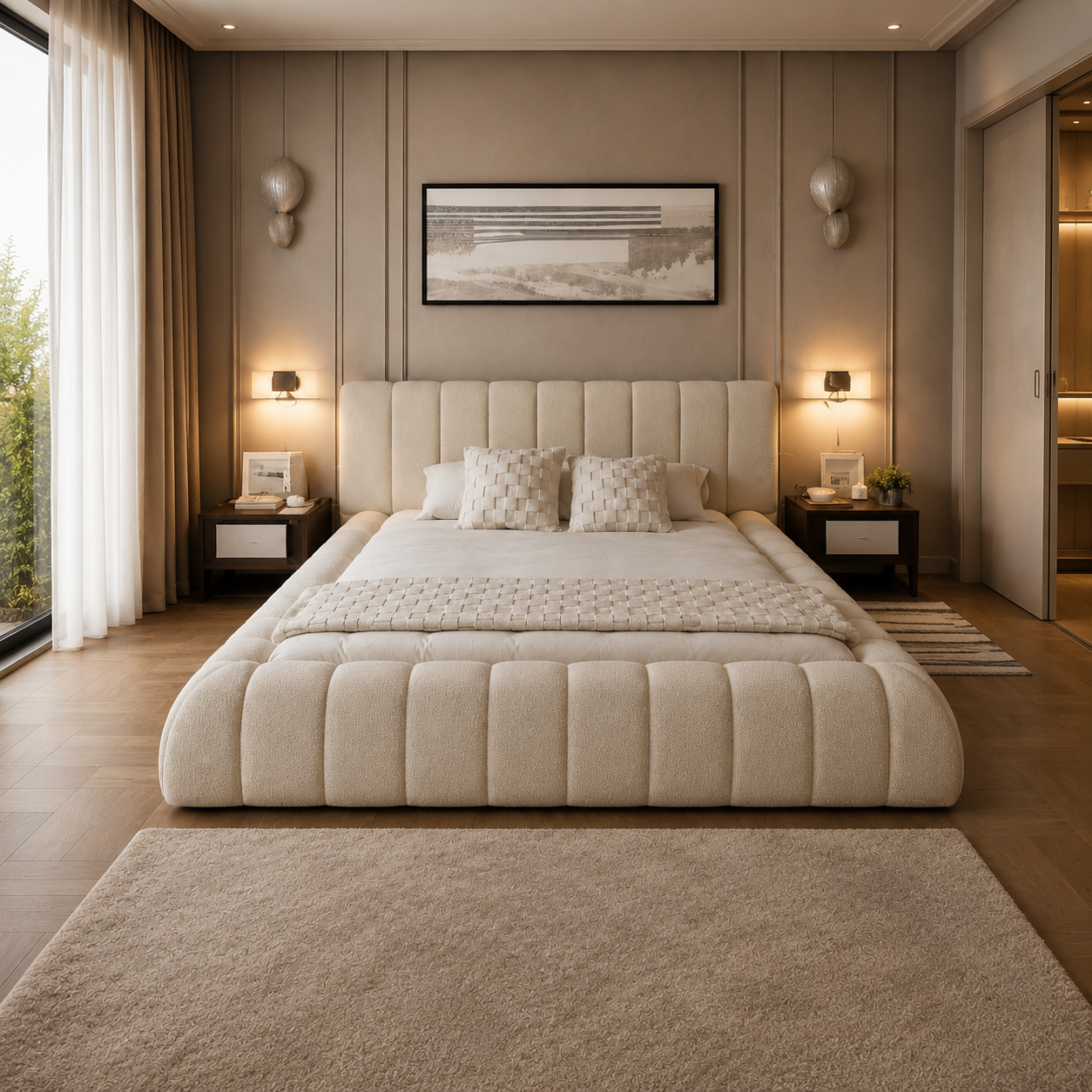 The Cloud Low Bed Frame in Teddy Boucle