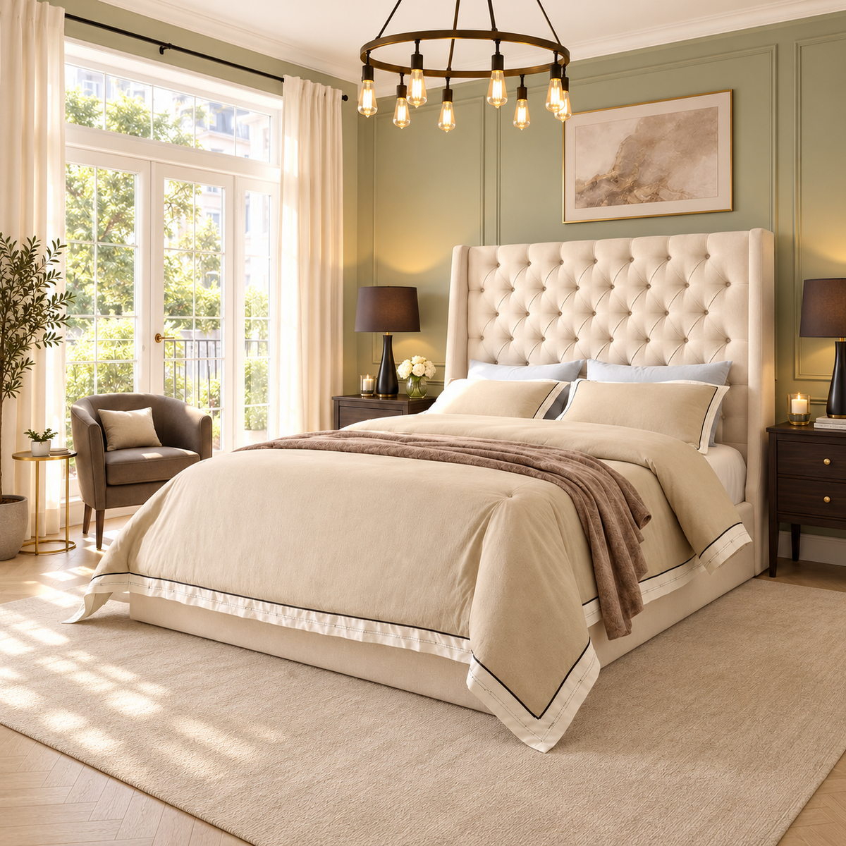 Zoya Grandeur Curved Wingback Bed Frame