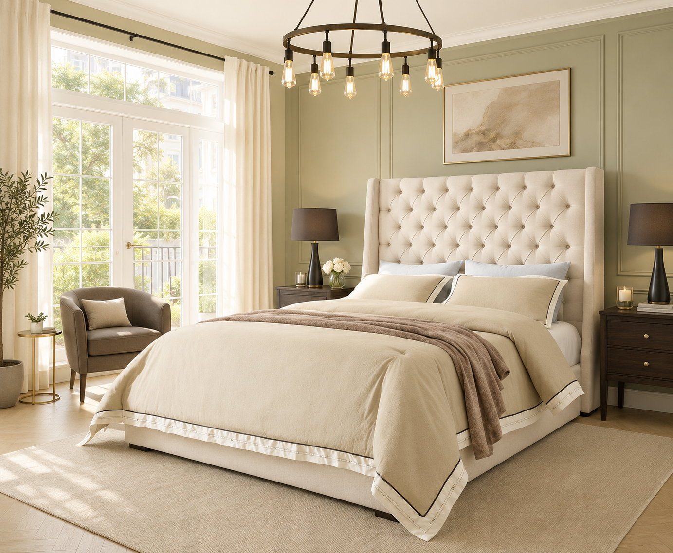 Zoya Grandeur Curved Wingback Bed Frame