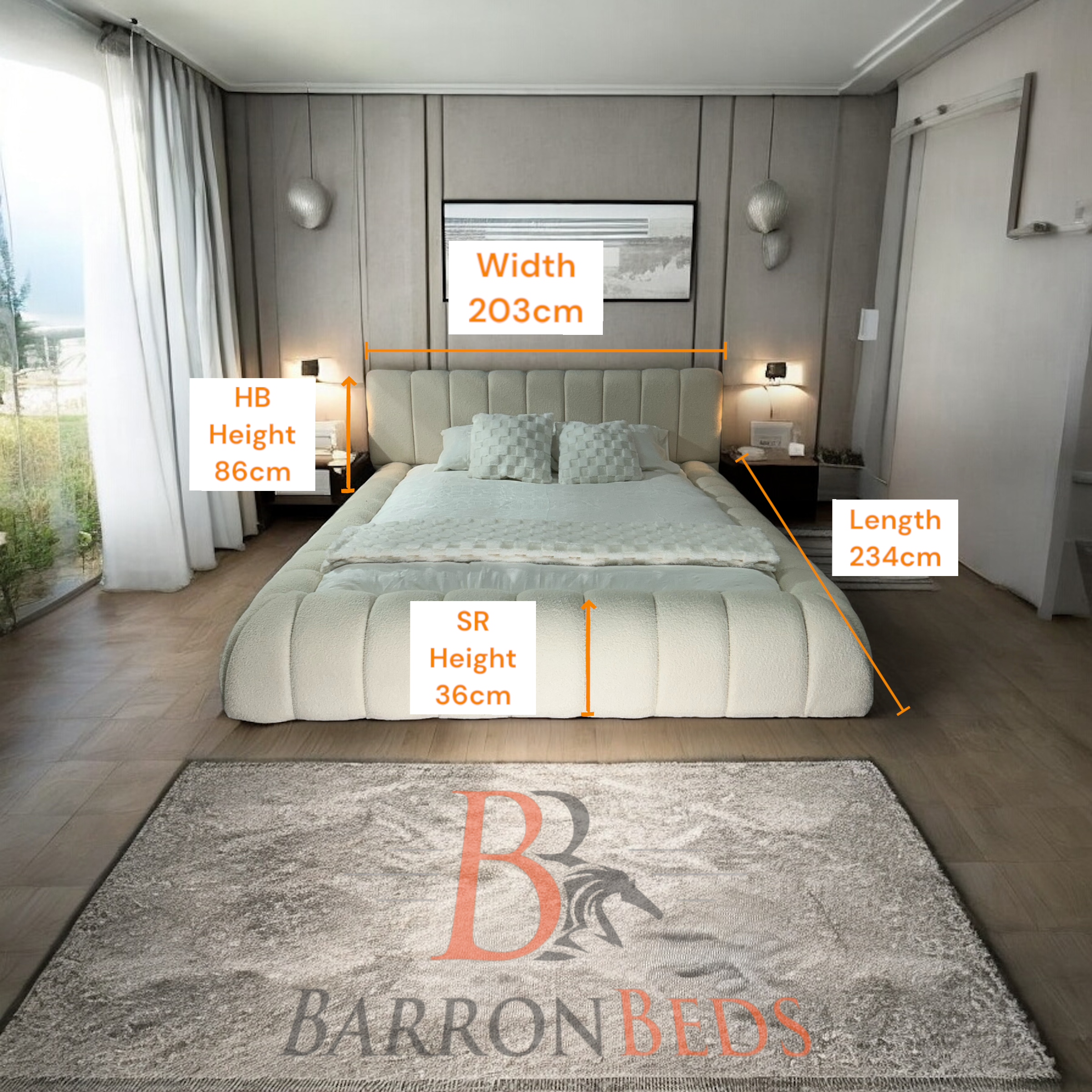 The Cloud Low Bed Frame in Teddy Boucle