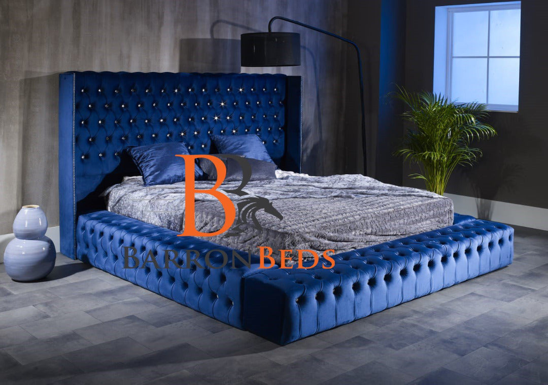 Luxury Blue Velvet Bed Frame