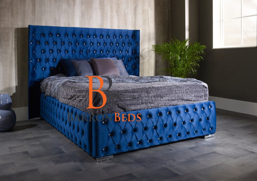 Blue Chesterfield Winged Bed