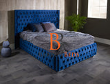 Blue Chesterfield Winged Bed