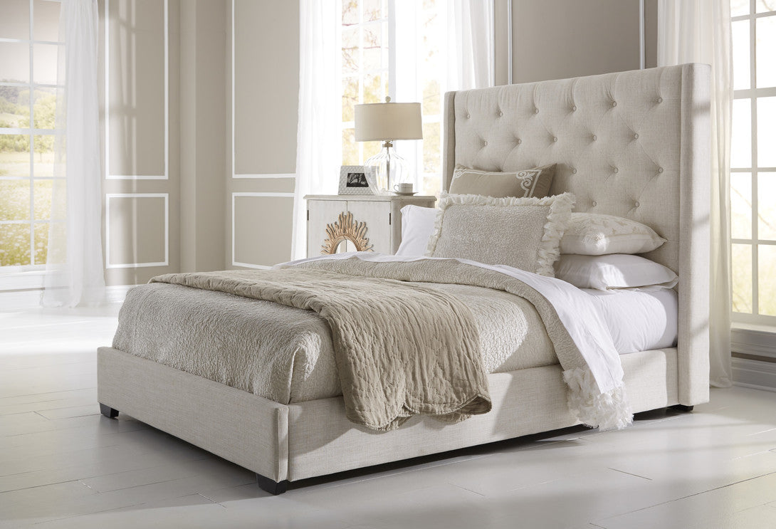 White Luxury Wingback Bed