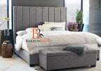 Lined Upholstered Wingback Bed