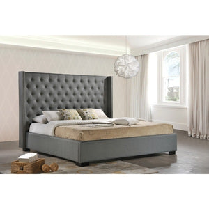 Black Studded Wingback Bed Frame