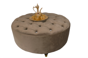 New Orhan Chesterfield Round Buttoned Pouffe Footstool