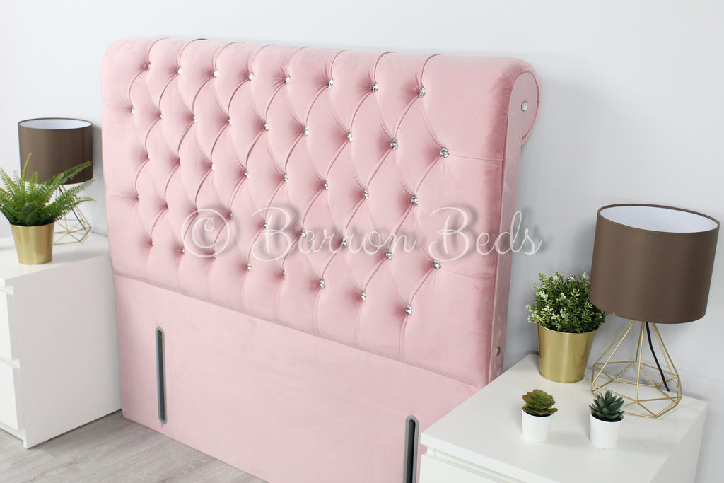 Pink Chesterfield Scroll Bed
