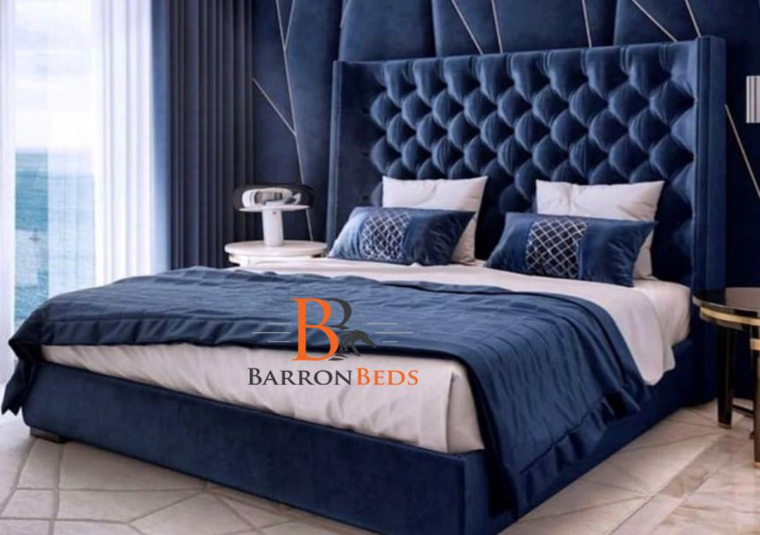 Black Winged Headboard Bed