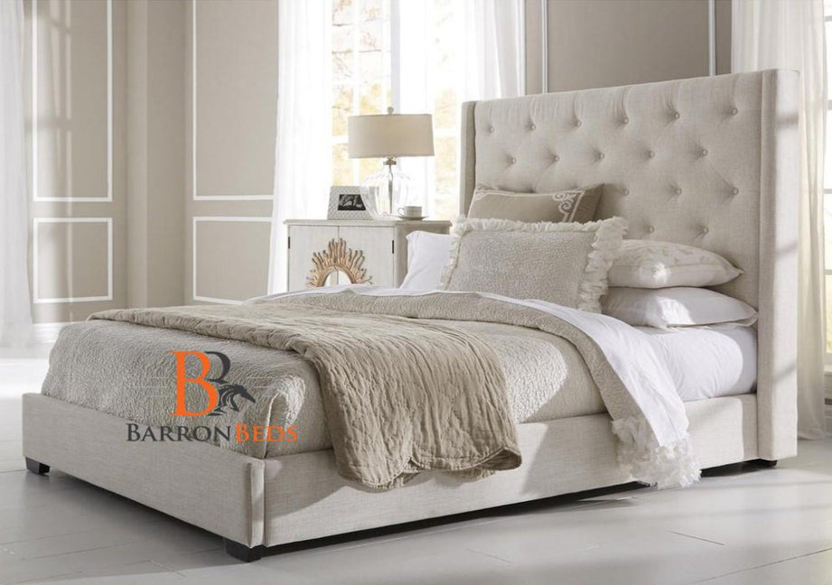 White Luxury Wingback Bed Alpine Wingback Bed Barron Beds BarronBeds