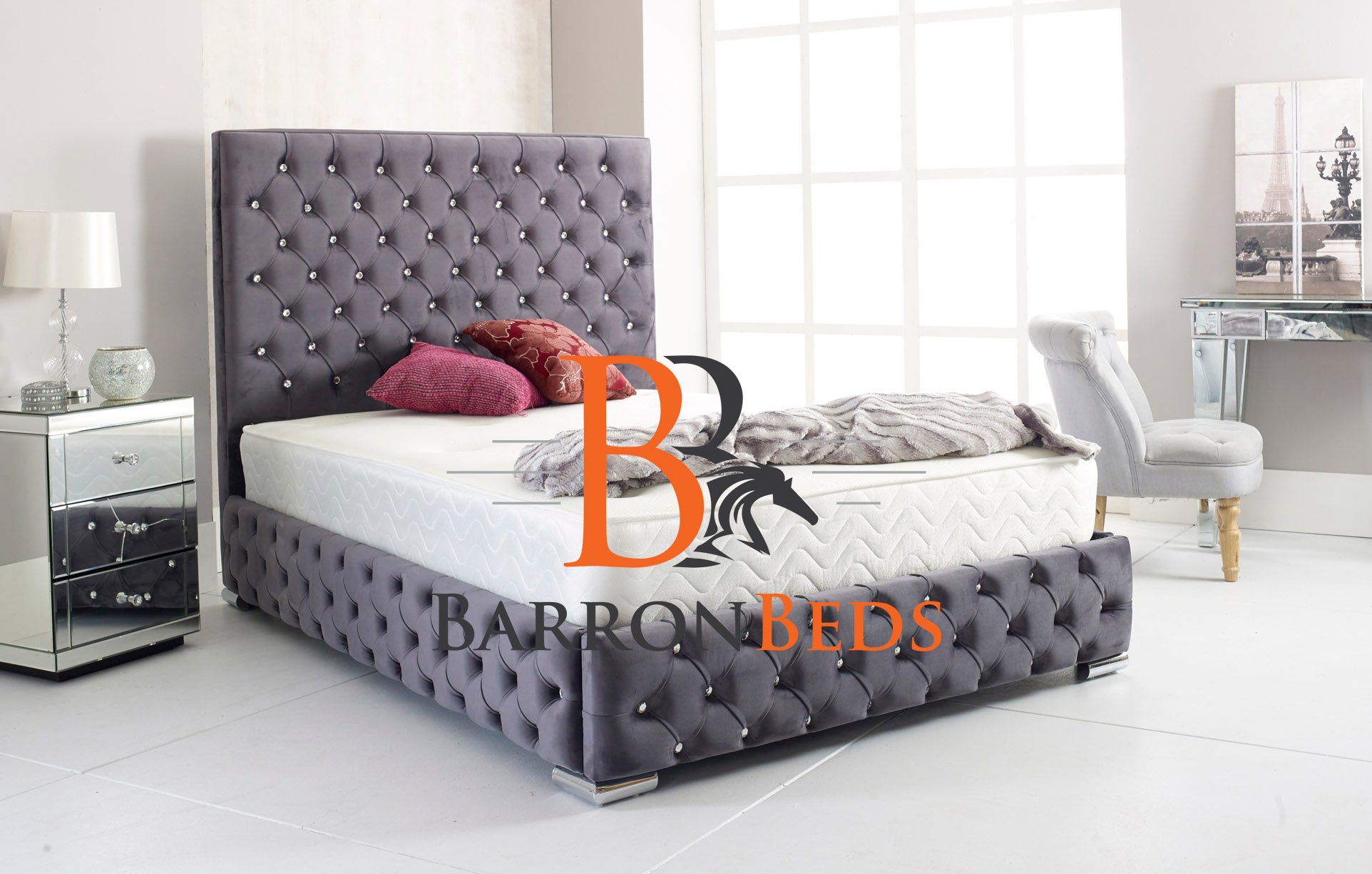 Tufted Headboard Bed 