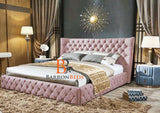 Tufted Wingback Headboard Bed
