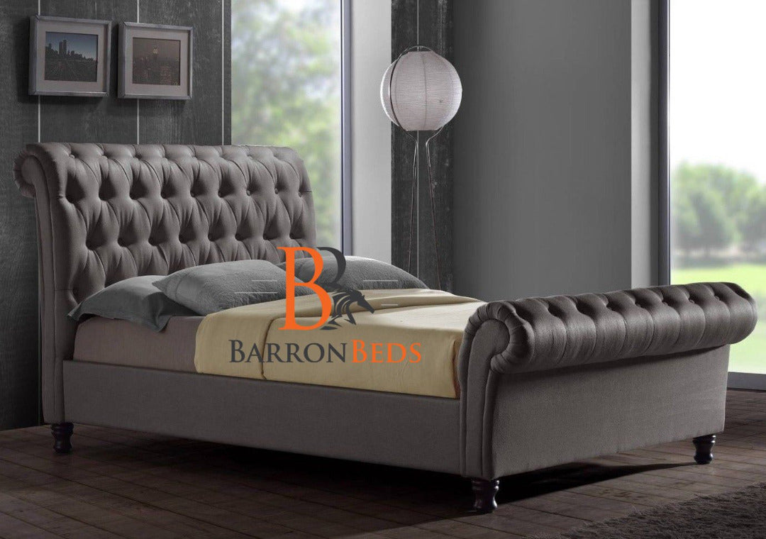 Ollie Bed Frame Ollie Chesterfield Scroll Sleigh Bed Barron Beds BarronBeds