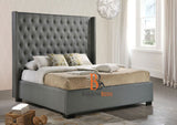 Black Studded Wingback Bed Frame